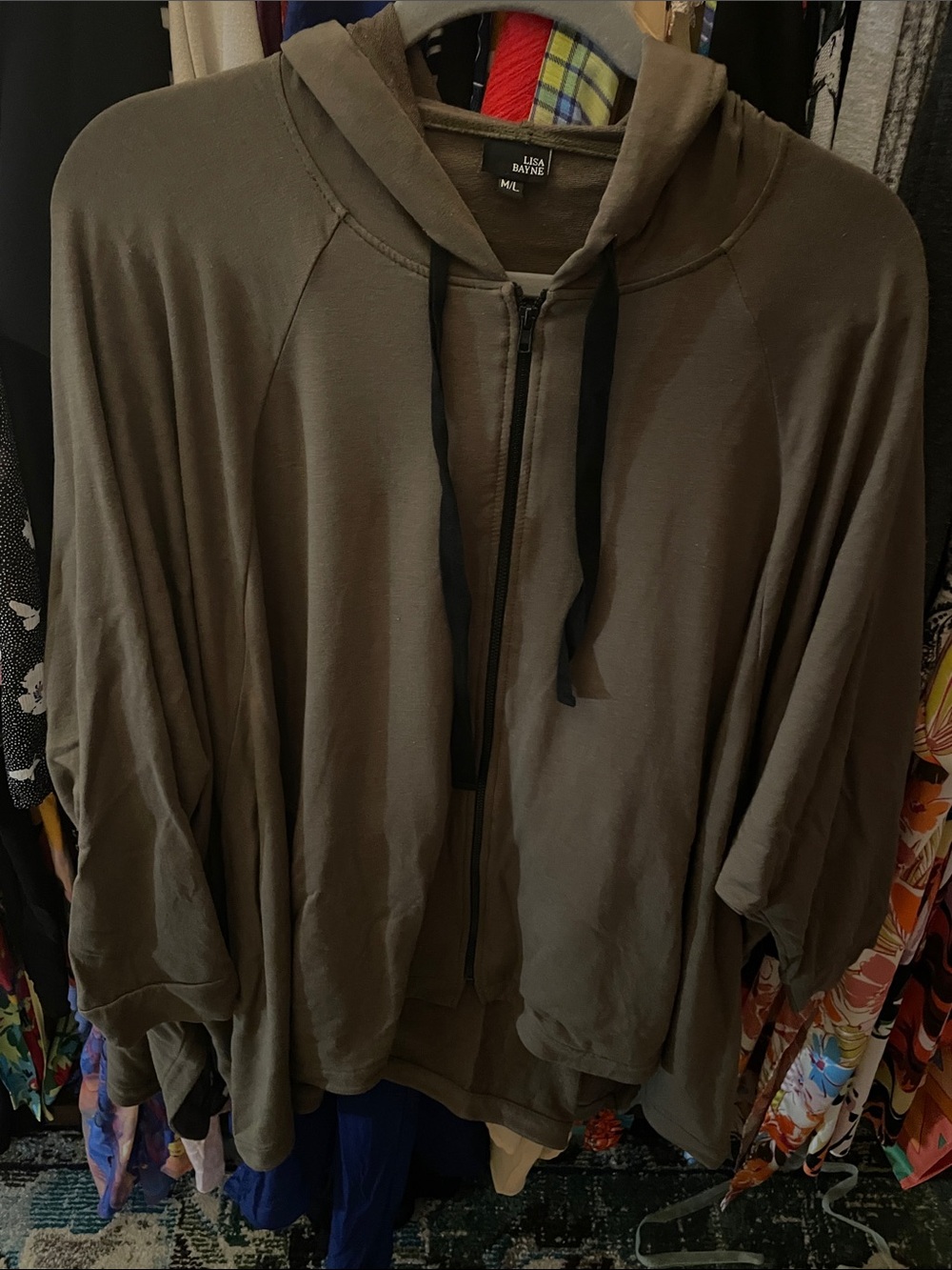 Lilla P Olive Green Hooded Zip Jacket
